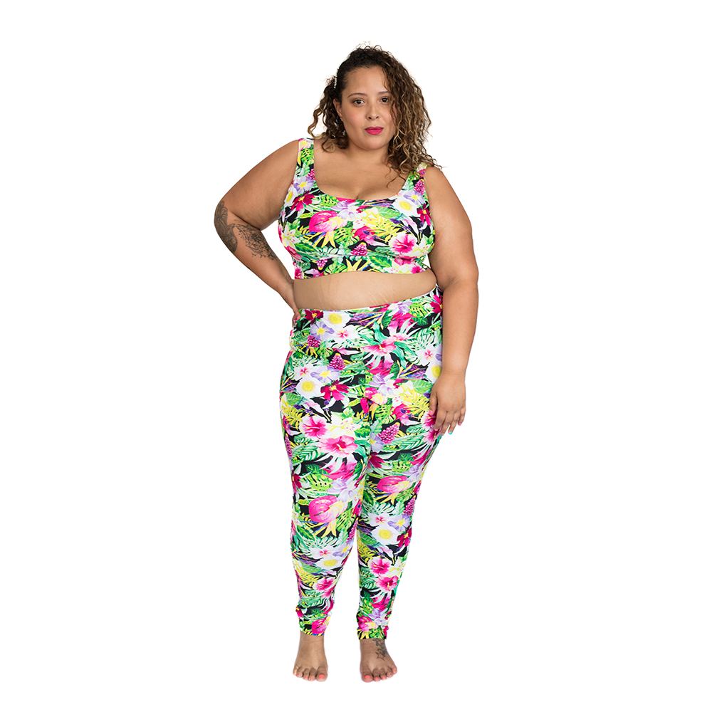 Yoga Pants Ankle length, Plus Size - Tropical Colours